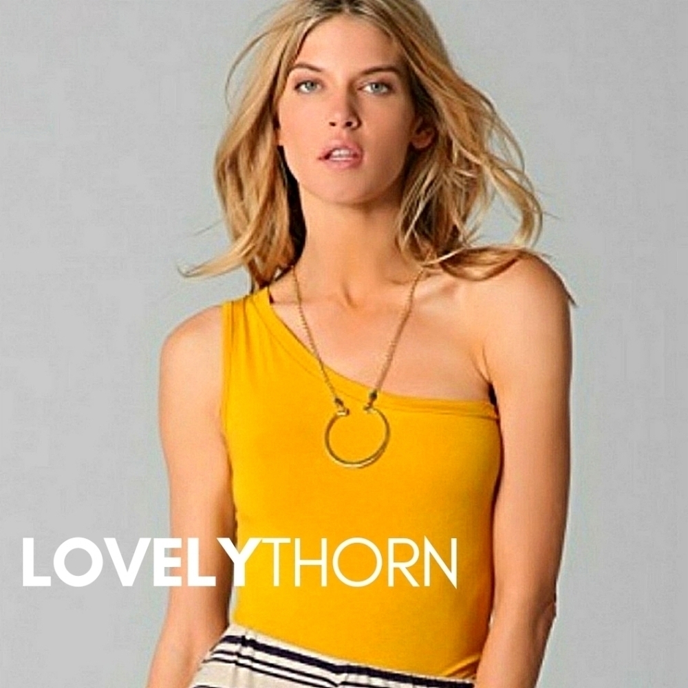 BLUE LIFE // super soft & stretchy mustard yellow one shoulder thong bodysuit